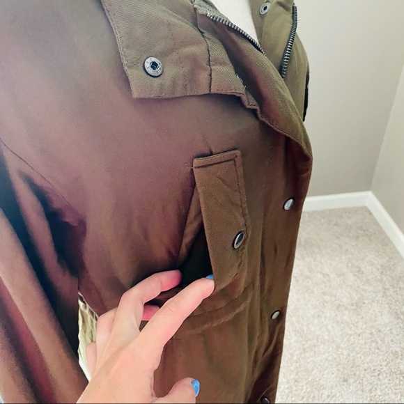 Love Tree Long Zip Up Jacket Green Sz Small - Picture 13 of 14